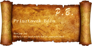 Prisztavok Béla névjegykártya