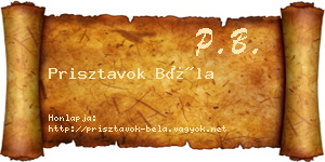 Prisztavok Béla névjegykártya